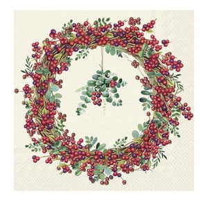 Red Berry Wreath Luncheon Napkin