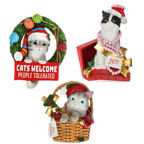 Assorted Christmas Cat Ornament, INDIVIDUALLY SOLD