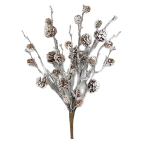 Flocked Pinecone Pick