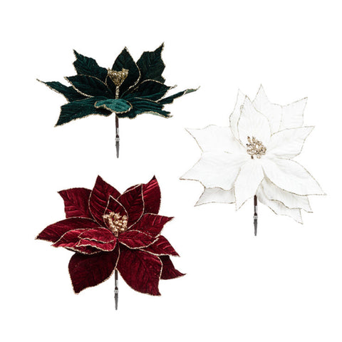 Assorted Clip On Poinsettia, INDIVIDUALLY SOLD