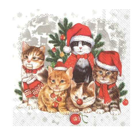 Christmas Cats Luncheon Napkin