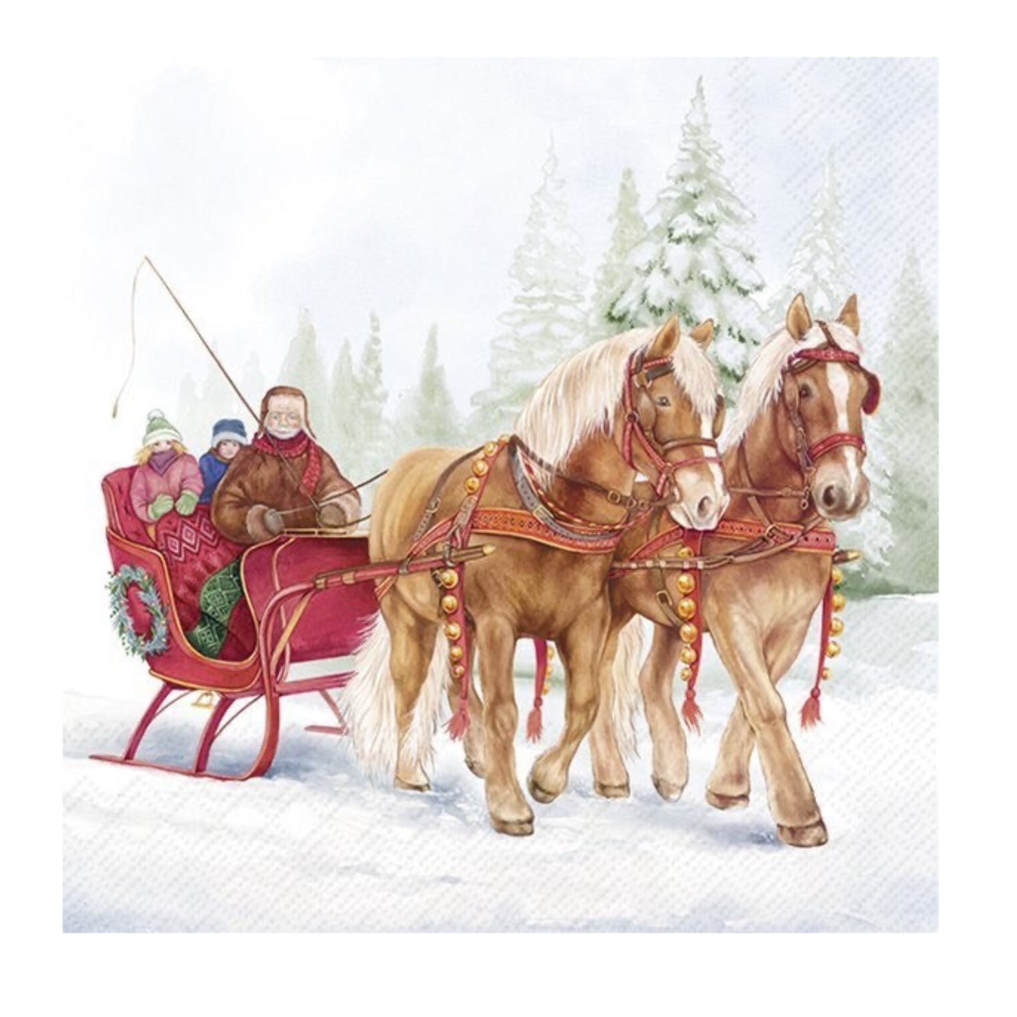 Winter Sleigh Ride Luncheon Napkin