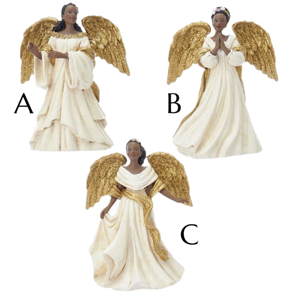 Assorted African Angel With Gold Wings Ornament, INDIVIDUALLY SOLD