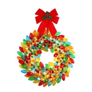 12" Multicoloured C9 Bulb Wreath