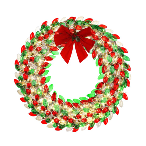 30" Red And Green C9 Bulb Wreath