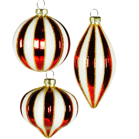 Assorted Red & White Striped Ball, INDIVIDUALLY SOLD