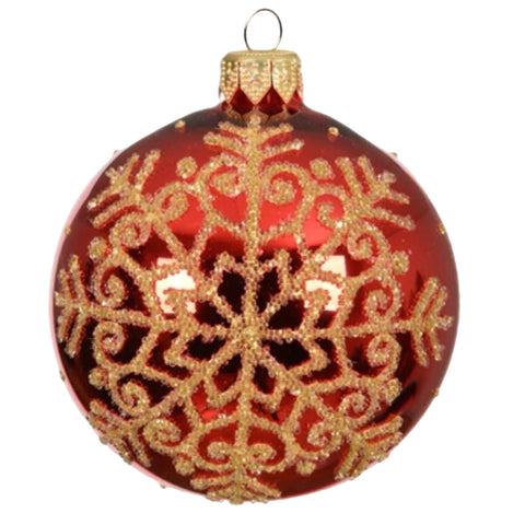 Gold Snowflake On Red Ball