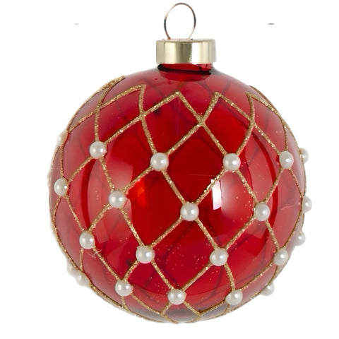 4.5" Red Diamond & Pearl Ball