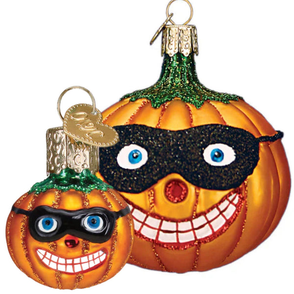 Assorted Glass Masked Pumpkin Ornament, INDIVIDUALLY SOLD