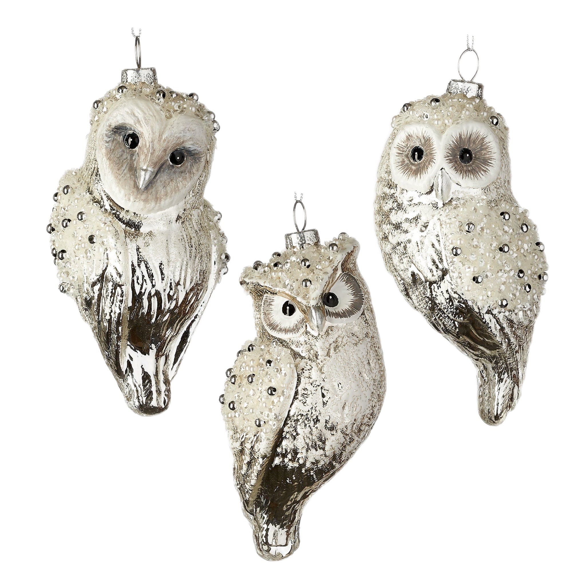 Assorted White Owl Ornament, INDIVIDUALLY SOLD