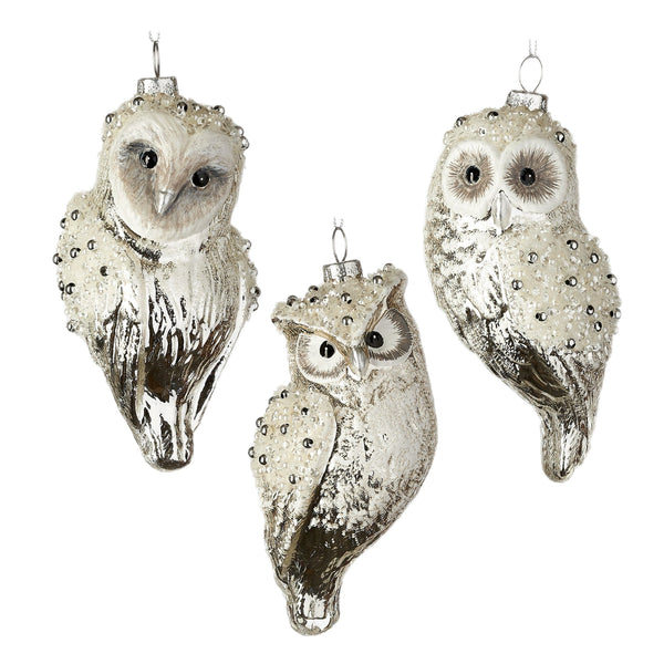 Assorted White Owl Ornament, INDIVIDUALLY SOLD