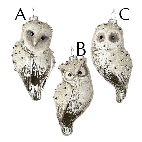 Assorted White Owl Ornament, INDIVIDUALLY SOLD