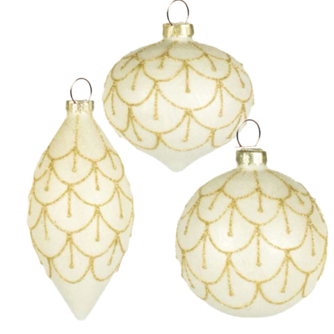 Assorted Gold & White Swag Ball, INDIVIDUALLY SOLD