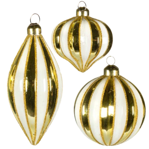 Assorted Gold & White Striped Ball, INDIVIDUALLY SOLD