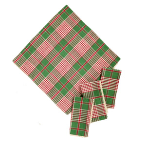 April Cornell Holly Plaid Linen Napkin: Green INDIVIDUALLY SOLD