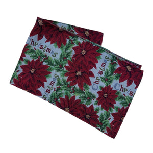 Poinsettia And Merry Christmas Table Runner