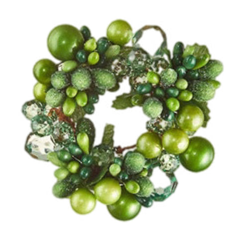 3.5" Green Bead Taper Candle Ring