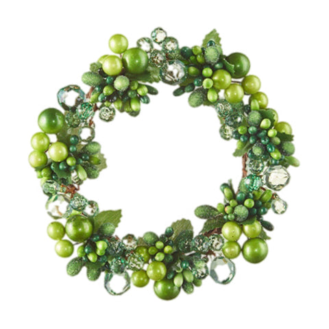 6.5" Green Bead Pillar Candle Ring