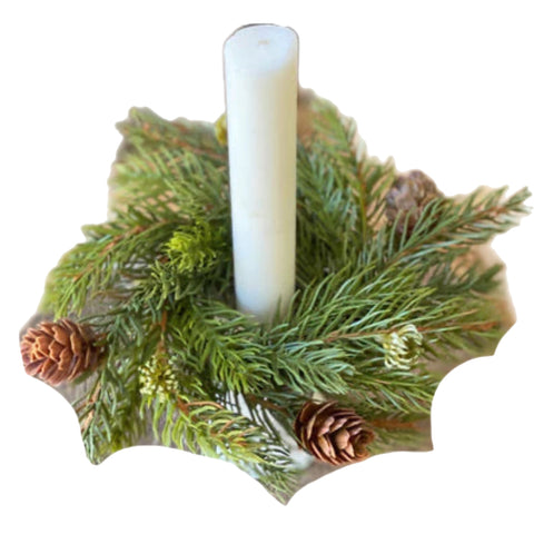 7" White Spruce Taper Candle Ring