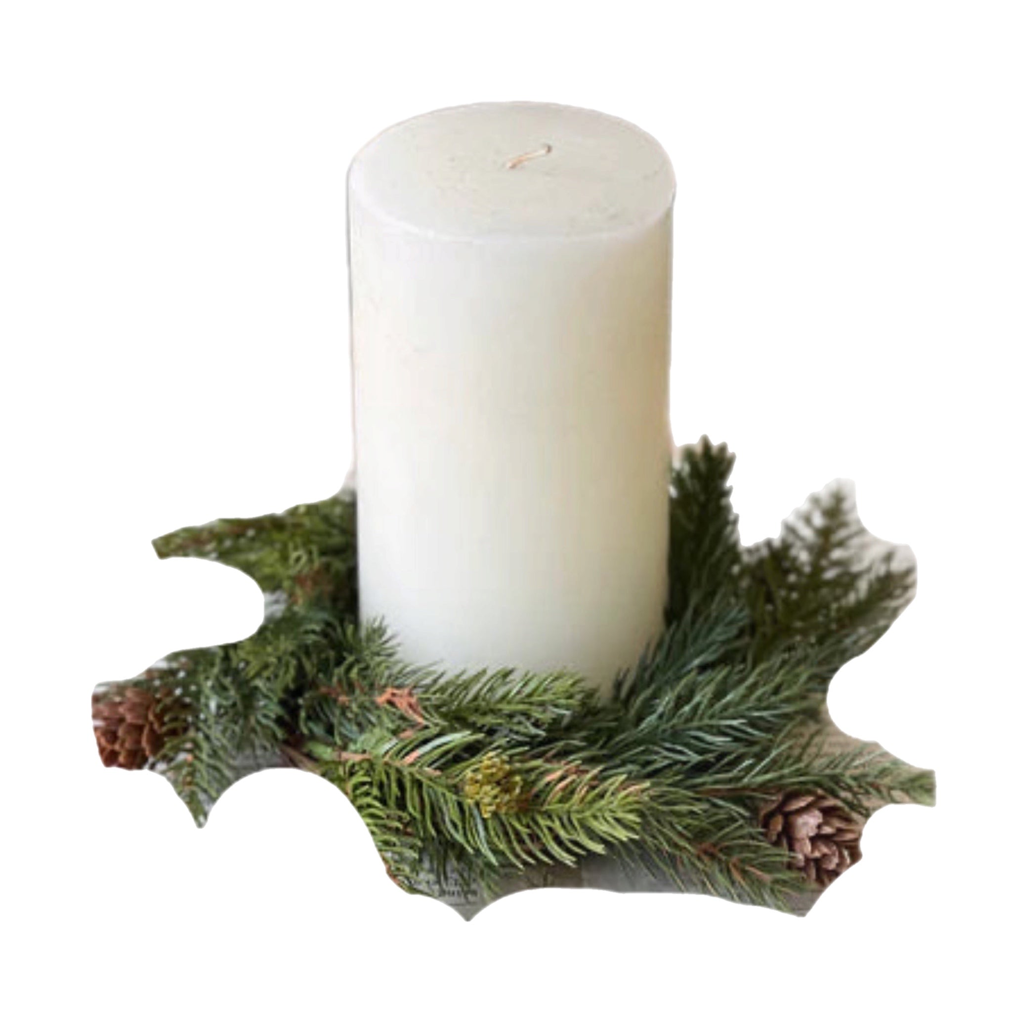 8" White Spruce Pillar Candle Ring