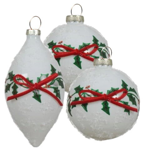 Assorted Holly & Bow Ball, INDIVIDUALLY SOLD