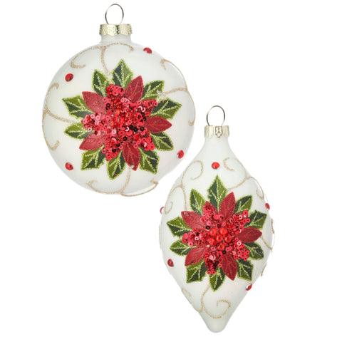Assorted Poinsettia Ball, INDIVIDUALLY SOLD