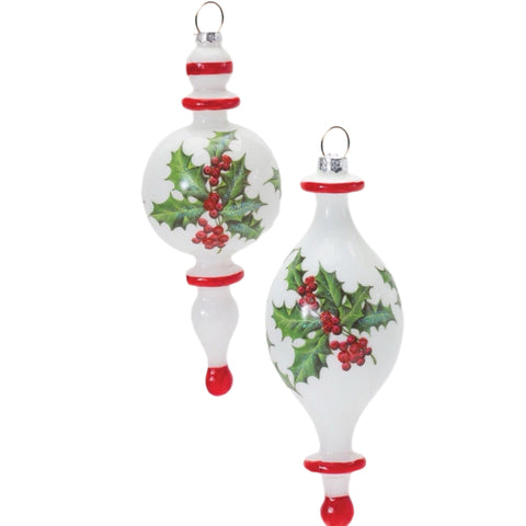 Assorted Holly Teardrop Ball, INDIVIDUALLY SOLD