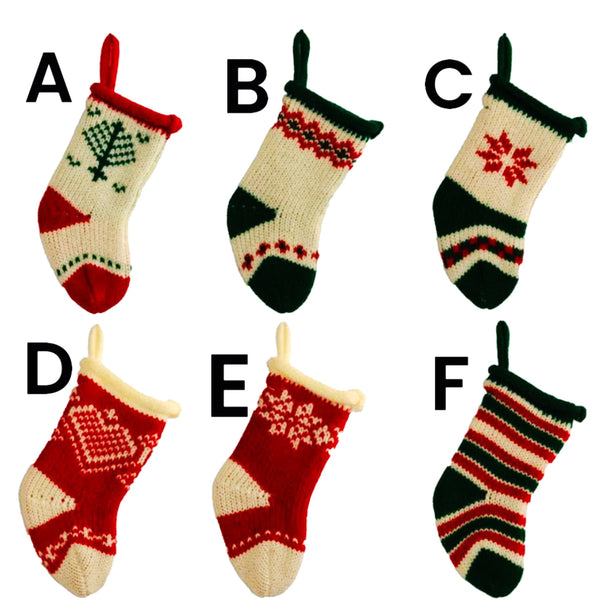 Assorted 5" Mini Knit Stocking Ornament, INDIVIDUALLY SOLD