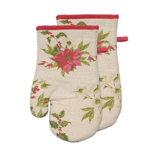 Shimmer Poinsettia Oven Mitt, Set Of 2