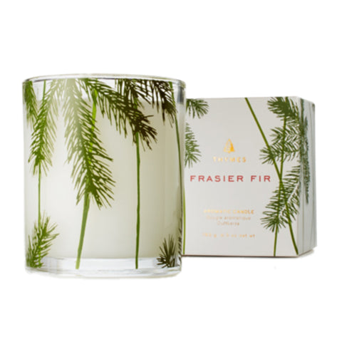 FRASIER FIR: Pine Needle Design Glass Candle