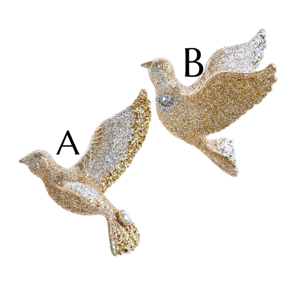 Assorted Glitter Dove Ornament, INDIVIDUALLY SOLD