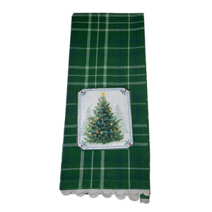 Checkered Christmas Tree Tea Towel