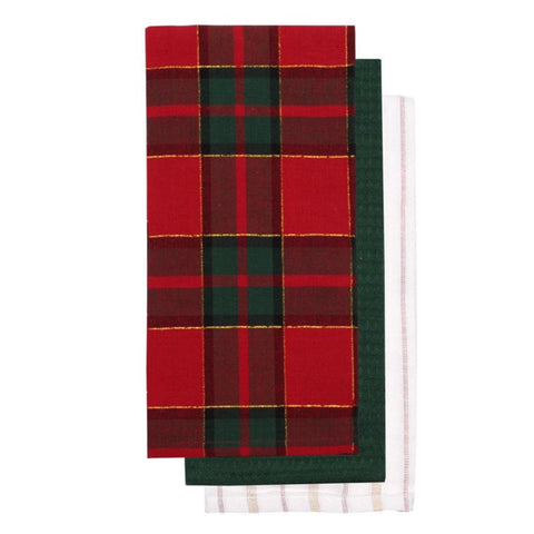 Red And Green Checkered Tea Towel, Set Of 3