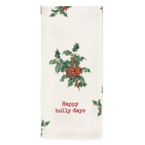 Happy Holly Days Tea Towel