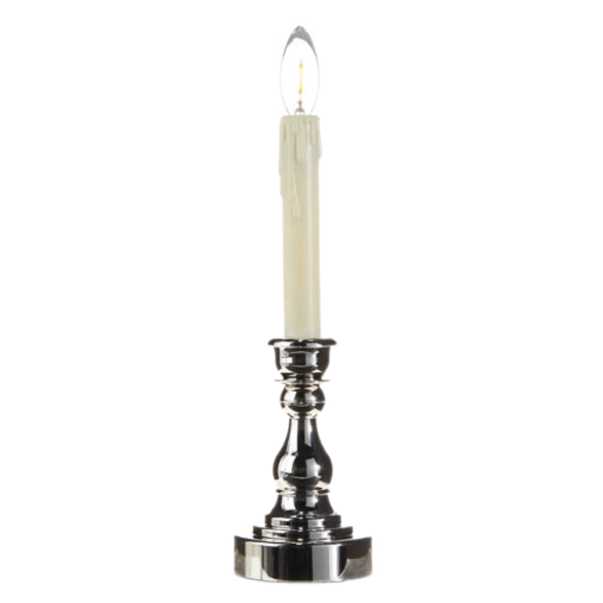 13.75" Taper Flameless Candle: Silver