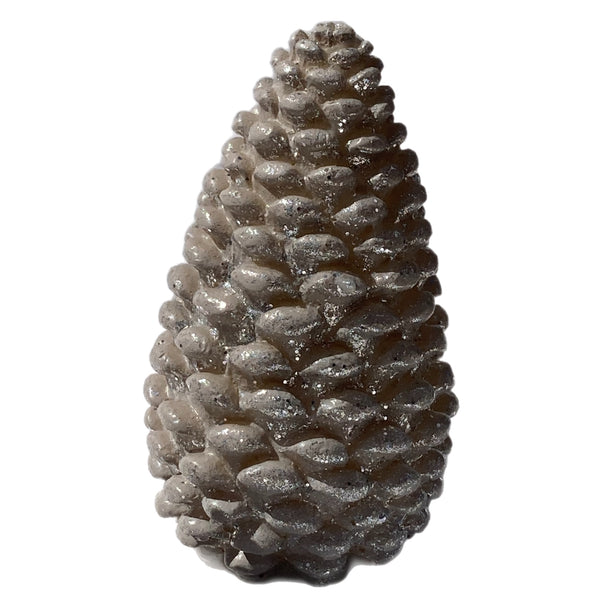 Assorted LED Silver Pinecone Figurine, INDIVIDUALLY SOLD