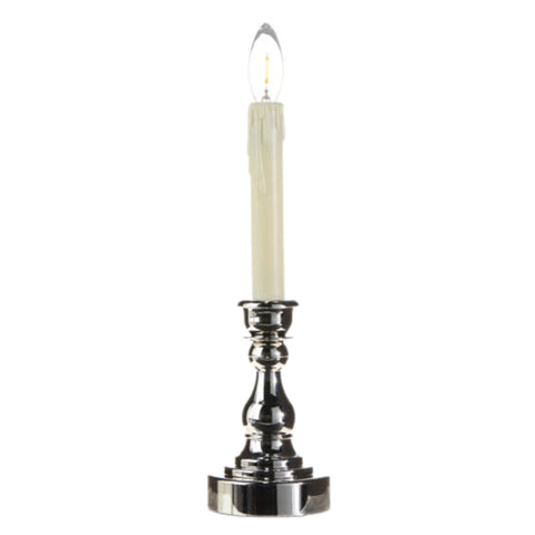 13.75" Taper Flameless Candle: Silver