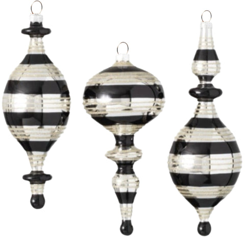 Assorted Black & White Finial Ornament, INDIVIDUALLY SOLD