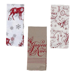 Assorted Joyeux Noel Tea Towel, INDIVIDUALLY SOLD