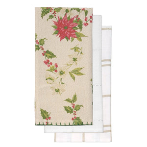 Shimmer Poinsettia Tea Towel, Set Of 3