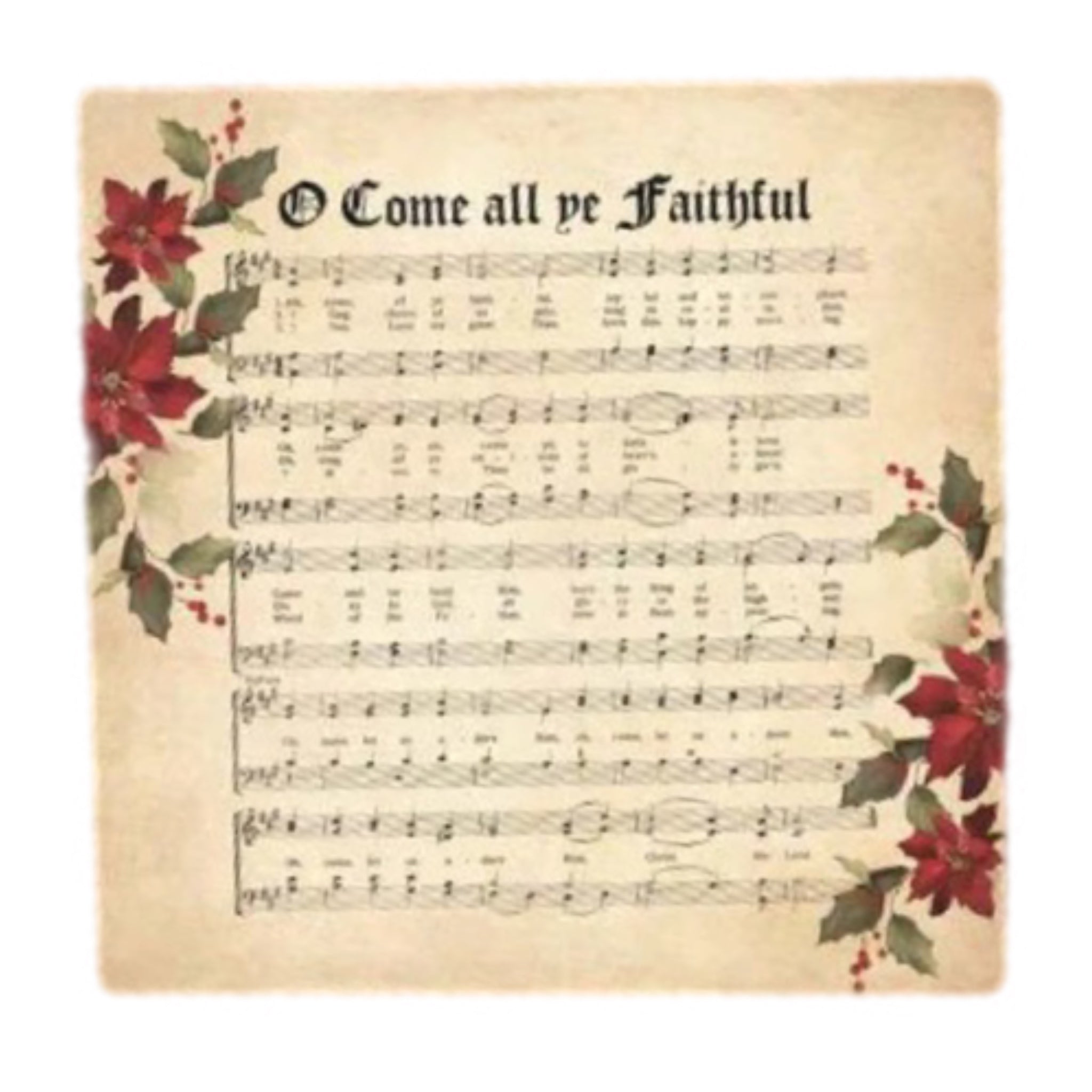 O' Come All Ye Faithful Coaster, Set Of 4