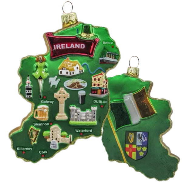 Double Sided Ireland Map Ornament