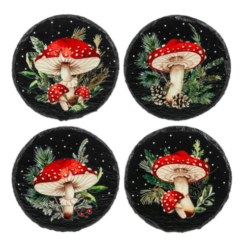 Round Mushroom Coasters, Set Of 4