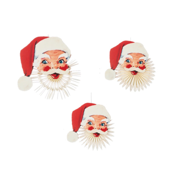 Assorted Santa Face Fan Ornament, INDIVIDUALLY SOLD