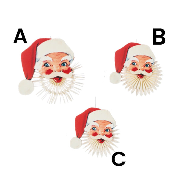 Assorted Santa Face Fan Ornament, INDIVIDUALLY SOLD