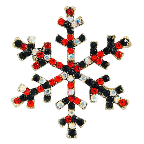 Red & Green Snowflake Brooch