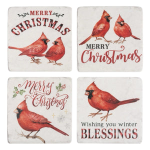 Holiday Cardinal Coasters, Set Of 4