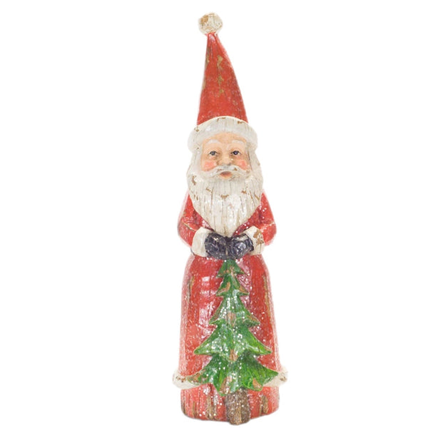 Assorted Wood Carved Look Santa Figurine, INDIVIDUALLY SOLD