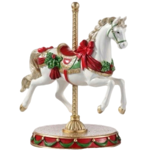 Assorted Green & Red Carousel Horse Figurines, INDIVIDUALLY SOLD