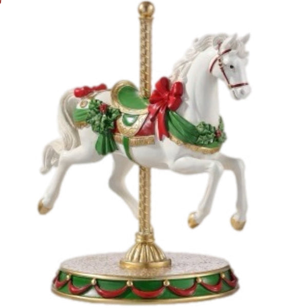 Assorted Green & Red Carousel Horse Figurines, INDIVIDUALLY SOLD